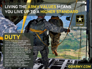 ... the Army Values means you live up to a higher standard. #Duty #Values