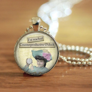 Sassy quote counterproductive attitude glass 1 inch necklace keychain