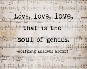 Genius Mozart Quote Music Love Quote Musical Notes Vintage Style Sepia ...