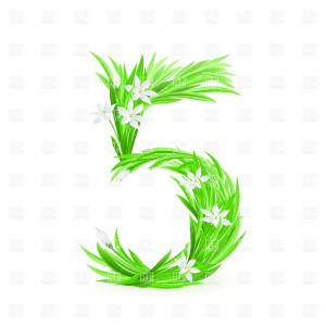 Grass and spring flowers font numeral 5, download royalty-free vector ...