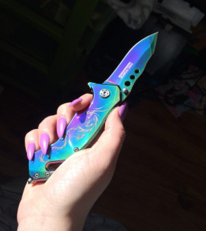 mine rainbow dope nails colorful dragon KNIFE acrylic trill dope shit ...