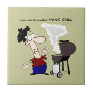 Funny Barbecue Cookout Quote Cartoon Cook Tiles