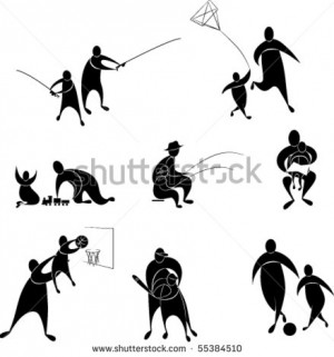 Father Son Baseball Silhouette A set of icons, father and son