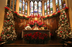 Church Altar at Christmas