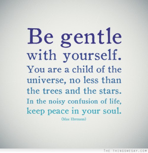 ... gentle with yourself you are a child of the universe no less than the