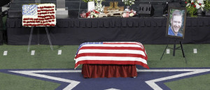 The coffin of slain former Navy SEAL Chris Kyle during a memorial ...