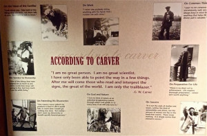 george washington carver statue of carver on an interpretive trail