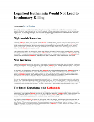 Jul 21, 2008 Euthanasia also known as mercy killing is a way of ...