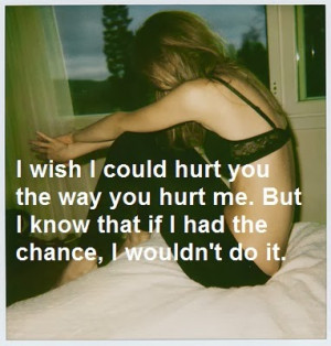 wish I could hurt you the way you hurt me. But I know that if I had ...