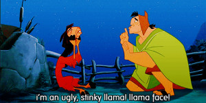... alone emperors new groove ugliness ugly stinky llama face animated GIF