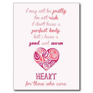Good warm heart quote pink tribal tattoo girly post card