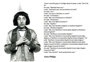 Funny Emo Philips Christian Baptist Denominations Joke Photo Caption ...