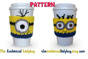 PDF Crochet Pattern Minion Coffee Cup Cozies Coffee Cup Cozy, Coffee ...