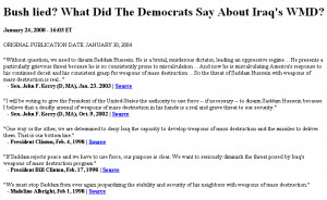 Democrat Quotes on Iraq Weapons of Mass Destruction