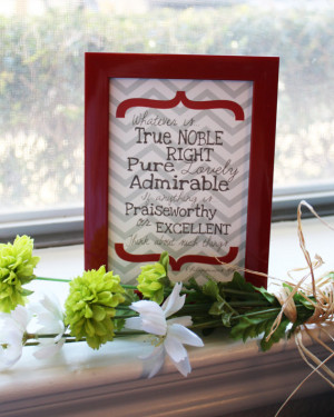 Framed 4x6 Print - Scripture Bible Verse - Philippians 4:8 Red and ...