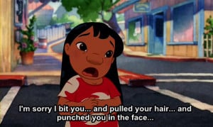cute, disney, girl, hawaii, lilo and stitch, punch, quote