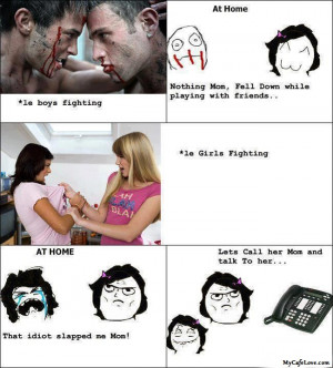 Difference between boys and girls fighting ~funny image