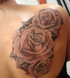 Rose Tattoo On Shoulder With Quote For women - rose tattoos