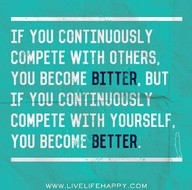 This is very clear and very true! The only person I'm in competition ...