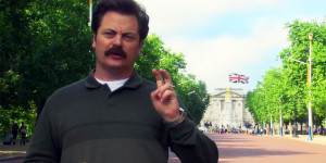 Ron Swanson was not happy about spending his honeymoon in London alone