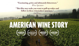 American Wine Story banner, vineyard shot and quotes from press