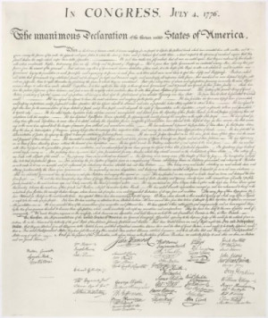 Declaration of Independence with Franklin's signature