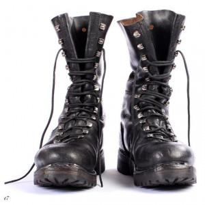 Mens Combat Boots Black Leather Biker Boots Military Boots