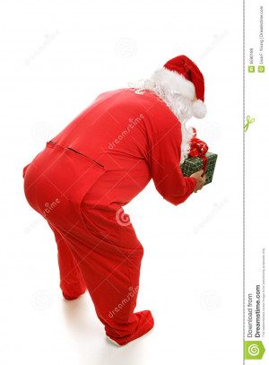 Santa Claus Footy Pajamas Bending Over Pick Present Full