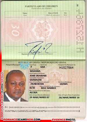 GHANA SCAMMER - John Dramani Mahama - Ghana Passport H1527864