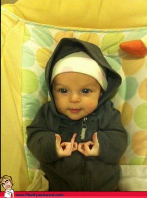 Baby Sports Blood Gang sign