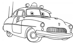 Pixar Sheriff Cars Coloring Page