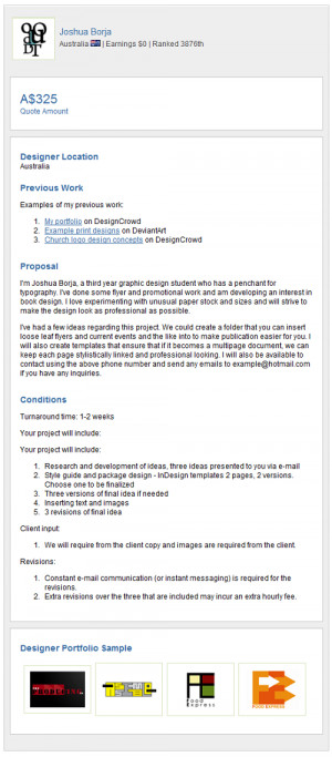 Here's an example quote that I submitted to our example 'Church ...