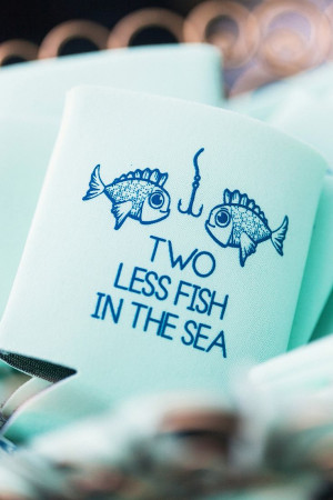 Cute fish coozy | Read More: http://www.stylemepretty.com/little-black ...
