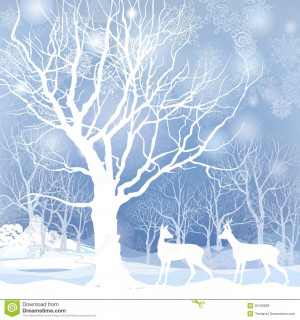 winter-forest-landscape-deers-abstract-illustration-winter-forest-deer ...