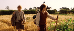 Frodo on a Shire path.