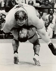 West Germany's Wilfreid Dietrich throws American heavyweight Chris ...