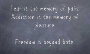 is the memory of pain. Addiction is the memory of pleasure. Freedom ...