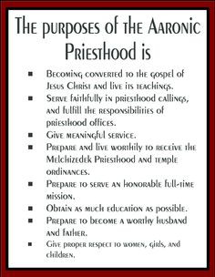 purposes of the aaronic priesthood