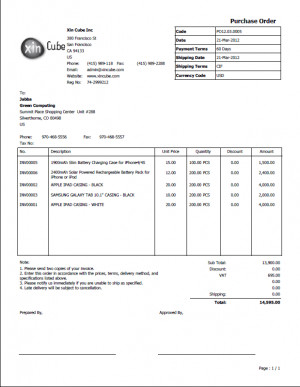Sample Purchase Order Template