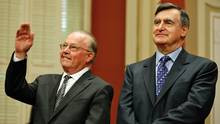 Former premiers Bernard Landry and Lucien Bouchard acknowledge ...