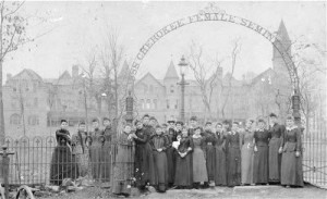 women s seminary with its distinctive pillars the rebuilt seminary