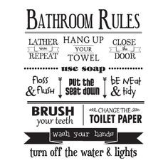Bathroom Rules Wall Quotes™ Decal More
