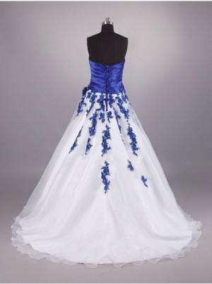 Royal Blue and White Wedding Dresses