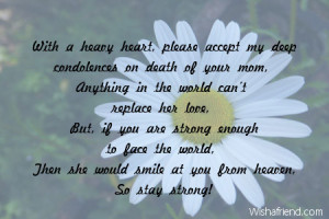 With a heavy heart, please accept my deep condolences on death of your ...