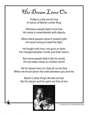 Kids Poems for Black History Month Kids Poem, Martin Luther King Jr ...