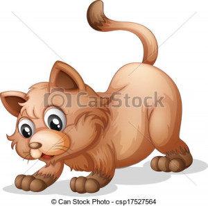 Clip Art Vector of A brown cat - Illustration of a brown cat on a ...