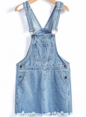 denim shift pinafore dress
