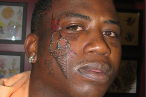 ... that time Gucci Mane got a tattoo of an ice cream cone on his face