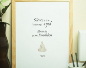 Spiritual Quotes Poster, Silence a nd God, Rumi Quote, Typography ...