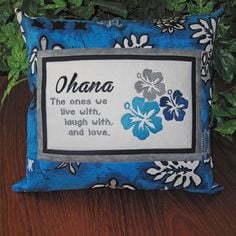 Hawaiian #Ohana #Family Embroidered #Quote Pillow by ...